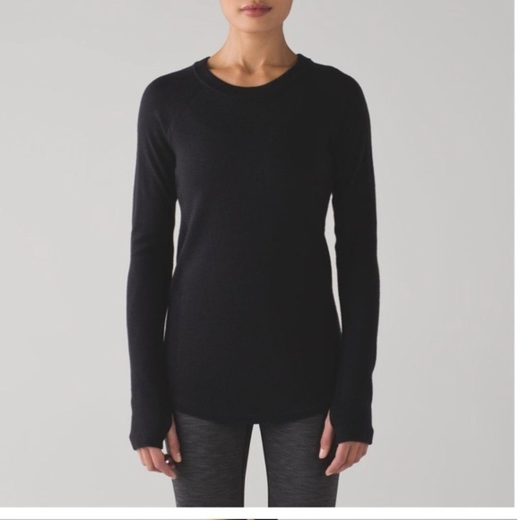 Lululemon Sit in Lotus Merino wool black ribbed crewneck sweater - Picture 3 of 8